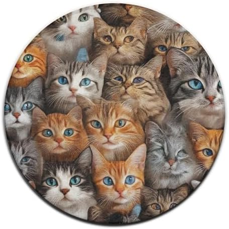 Large Round Area Rug Home Decor Modern Bathroom Rug Kitchen Office Circle Rug for Living Room Sofa Circle Cute Mat Cute Cats Art, 36inch