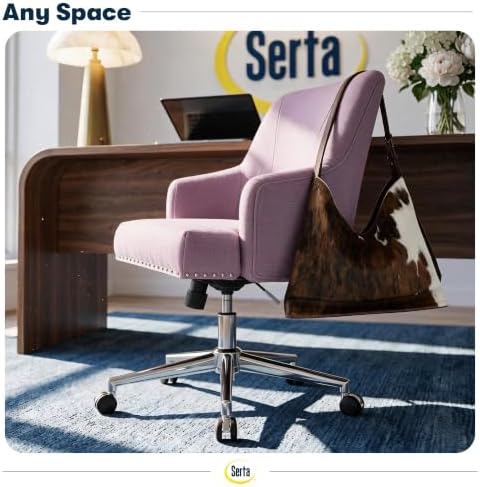 Serta Home Office Desk Chair with Low Padded Arms, Vanity Chair for Bedroom