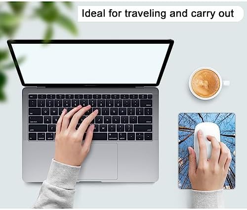 Small Mouse Pad, Mini Mouse Pad 6 X 8 Inch with Non-Slip Rubber Base for Keyboard Tray Laptops Wireless Mouse Home Office Travel, Washable & Portable (Woods Forest)