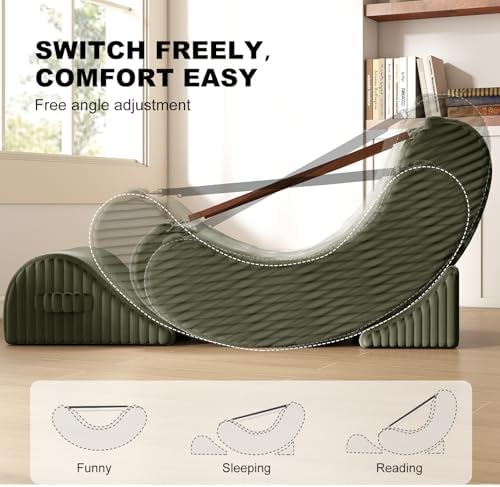 Quiet Rocking Chair, 3-in-1 Adjustable Boneless Floor Recliner for Adults