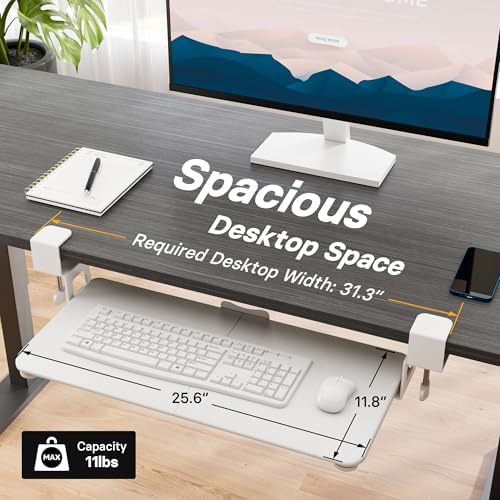 BONTEC Under Desk Keyboard Tray, Pull-Out Keyboard & Mouse Platform