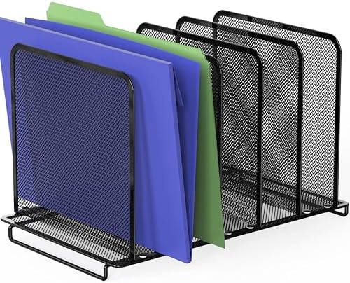 Simple Houseware Expandable 5 Section Upright File Sorter Organizer, Black