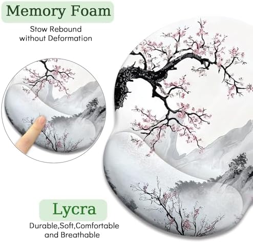 LIMKRIAN Japanese Ergonomic Mouse Pad with Gel Wrist Rest, 9.8 x 8.6 in