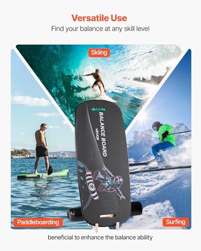 VEVOR Balance Board, 2-in-1 Wobble Board Trainer for Adults, Premium Wooden Balance Training Equipment, with Roller, Magnetic Stoppers, Storage Rack, for Core Workouts, Surf Trainer & Physical Therapy