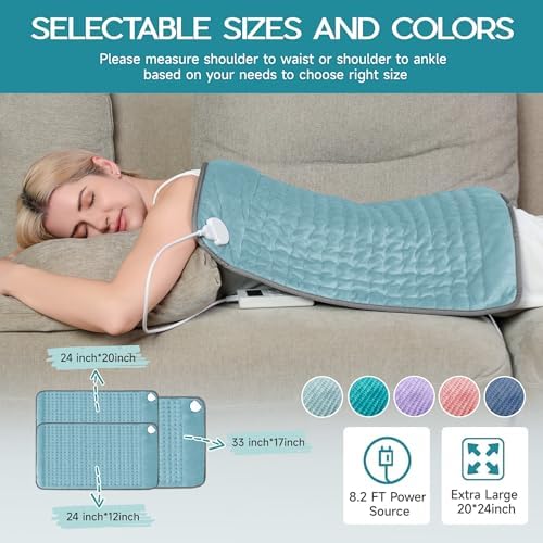 Heating Pad for Period Cramps, Heating Pad for Back/Neck/Shoulder Muscle Pain, Auto Shut Off, Dry/Moist Heat & Machine Washable, Christmas Gifts for Women