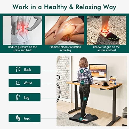 ReunionG PU Not-Flat Standing Mat, Anti Fatigue Mat for Standing Desk 2” Thick, Comfort Floor Mat with Anti-Skid Groove, Calculated Terrain & Massage Points, Suitable for Home Kitchen Office
