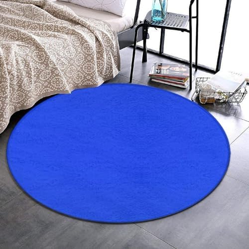 Home Decor Non Slip Kitchen Office Circle Rug, Machine Washable Modern Round Area Rug, Room Sofa Yoga Soft Round Carpet Klein Blue, 24inch