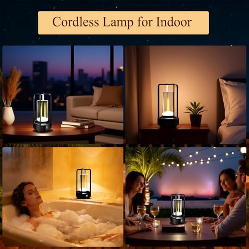 Cordless Table lamp, 4000mAh Battery Rechargeable Lamp (Black-2)