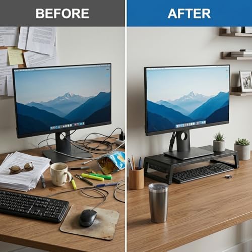 Fayquaze Monitor Stand Riser with USB Hub, Ergonomic Laptop Stand, Desk Organizer for Computer