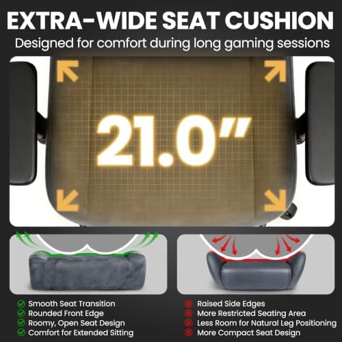 Video Gaming Chair for Adults with Footrest, Ergonomic Computer Chair, Gray