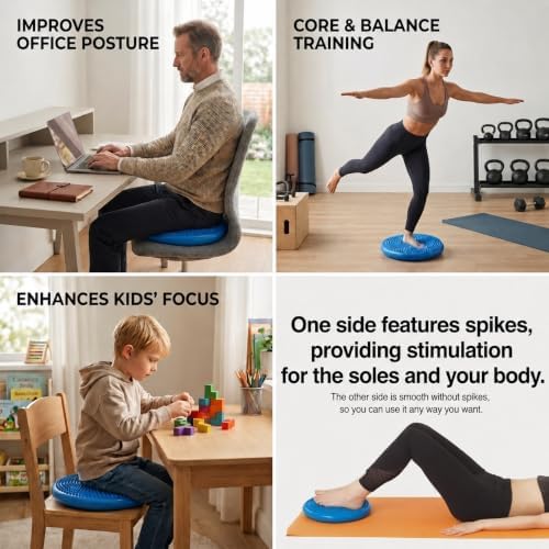 Hanstuten Wobble Seat Cushion Balance Disc - Rubber Wiggle Seat for Active Sitting, Office Desk Chair, and Core Strength Training