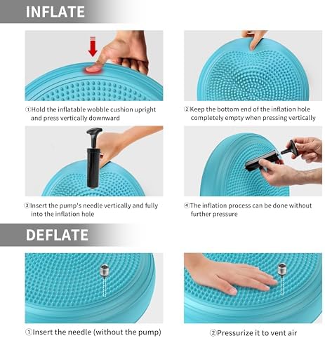 Inflated Wobble Cushion,Circular Non-slip Texture for Comfortable Sitting,Extra Thick Dyna Disc with Pump for Core Strength,Wiggle Seat to Improve Posture,Fitness,660lb Load Capacity