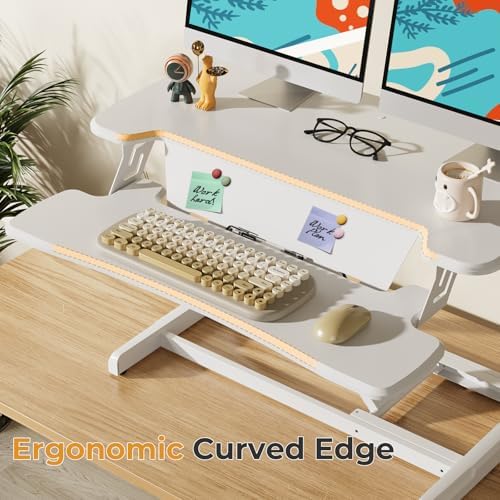 JOY worker Standing Desk Converter, 32" Height Adjustable Desk Riser, White