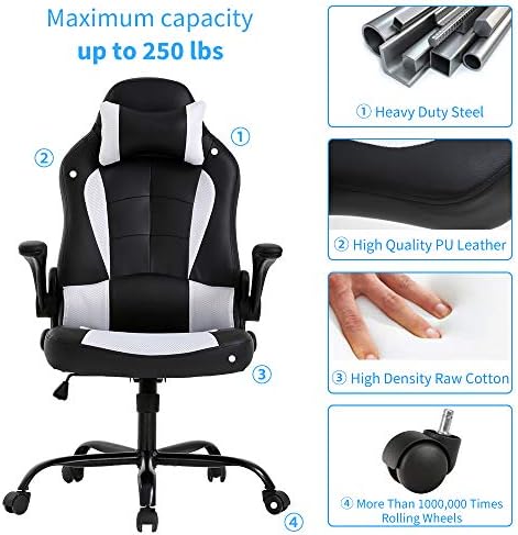 Meet perfect Ergonomic Gaming Chair with Lumbar Support, White