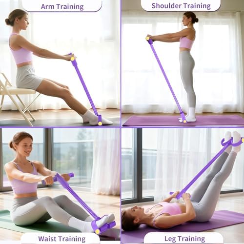 Pedal Resistance Band with Handle, Upgraded 6-Tube Exercise Bands