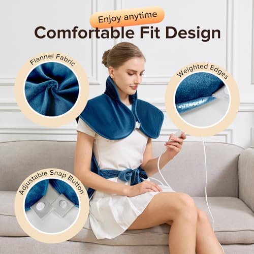 Mothers Day Gifts & Birthday Gifts for Mom Wife Men, Portable Heating Pad – Heated Weighted Blanket for Neck, Shoulders & Back – Extra Large 25"x37" Full Back Heating Pad – Auto Shut-Off