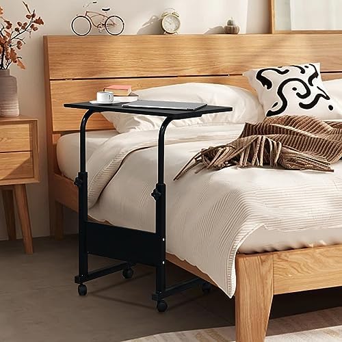 Karl home Mobile Side Table 31.5 inch Computer Desk with Wheels, Black