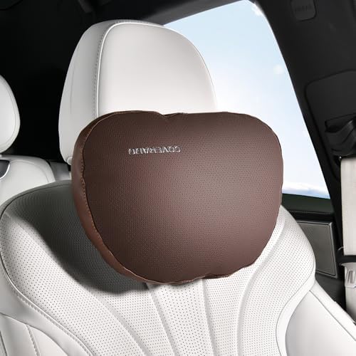 Coverado Car Headrest Pillow Soft Memory Foam Car Neck Support Pillow with Adjustable Strap, Relax Head Muscles Relieve Driving Fatigue, Breathable & Removable Cover