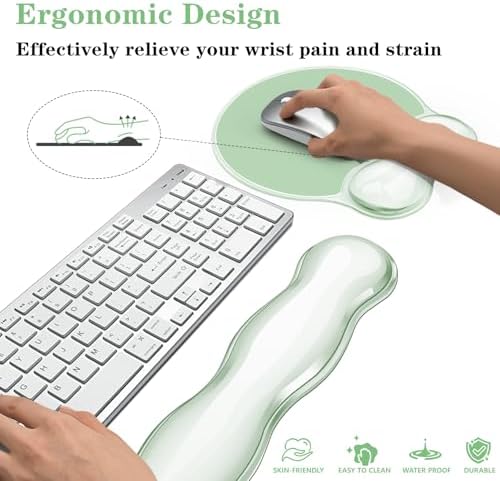 Gel Wrist Rest for Keyboard and Mouse Pad Set - Clear Green