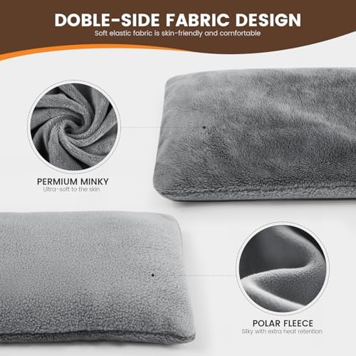 Microwave Heating Pad 6.5 * 12" Microwave Bean Bag Heating Pad for Neck and Shoulders, Moist Heat Pack Pillow Warm Compress for Knee, Muscles, Joints, Abdomen - Dark Gray