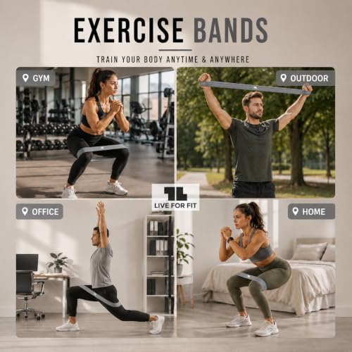 Exercise Resistance Loop Bands with Instruction Guide and Carry Bag, Set of 5
