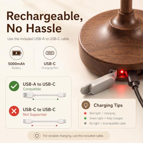 Dawnwake Table Lamp Cordless Lamp,5000mAh Rechargeble Battery Operated Lamp