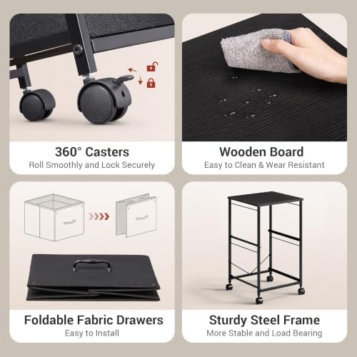DEVAISE 2 Drawer Mobile File Cabinet, Rolling Printer Stand
