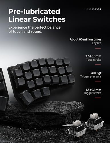 YIVU Corne V4.1 Split Ergonomic Keyboard, 40% 3x6 Ortholinear Layout, Hot-Swappable Mechanical Keyboard with Per-Key RGB, Vial and VIA Programmable, Comes with Pre-Lubed Linear Switches (Wired)