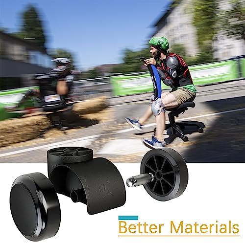 2 Inch Black Silent Office Chair Wheels Replacement - Stemless Casters for Furniture, 5PCS/Pack