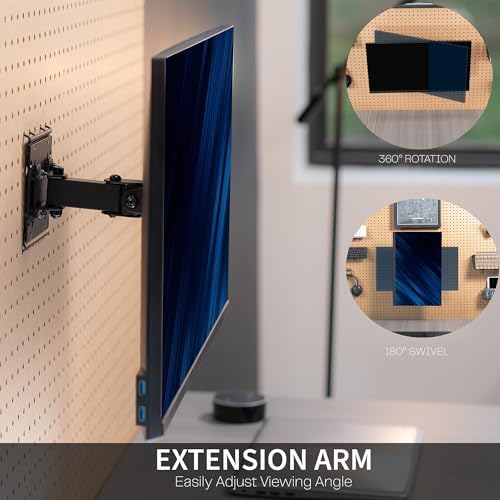 VIVO Black Single Monitor Pegboard Mount, Up to 32 in Screens, MOUNT-PB2A