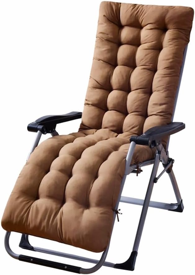 Patio Chaise Lounger Cushion， IndoorOutdoor Rocking Chair Sofa Cushion with 6 Ties， Thick Padded Swing Bench Cushion，61x18.9x3.1in (Coffee)