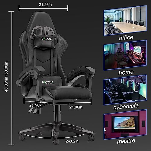 Bigzzia Gaming Chair with Lumbar Support, Ergonomic Video Game Chairs Black