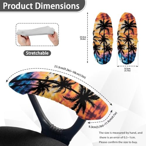Coconut Tree Print Office Chair Armrest Slipcovers Covers 2 Pack Dust-Proof Stretchy Computer Desk Chair Arm Covers, Universal Fit, Easy to Install