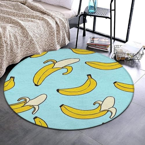 Fashion Round Area Rug Large Non Slip Carpet Unisex Home Decor Mat Cute Banana