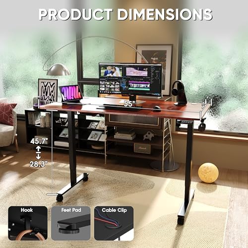 Monomi Electric Standing Desk 55”x24”, Height Adjustable Desk with Wheels