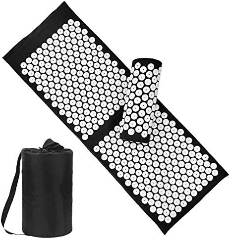 XiaoMaGe 47" Acupressure Mat and Pillow Set with Carry Bag (Black)