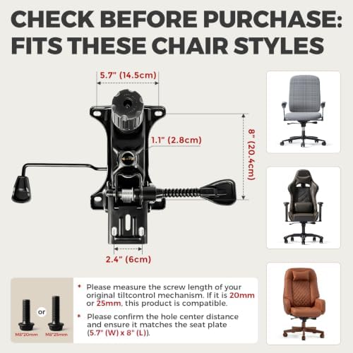 Heavy Duty Dual-Lever Office Chair Tilt Control Mechanism Replacement Parts