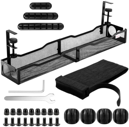 98 Pcs Cable Management, 25" No Drill Under Desk Cord Organizer