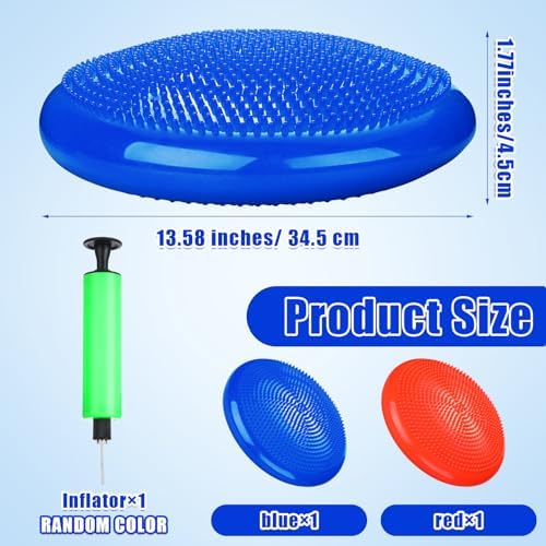 Silipull 2 Pcs Wiggle Seat Inflated Wobble Cushion Flexible Balance Disc with Air Pump for Core Stability Strengthening Improving Posture Physical Exercise