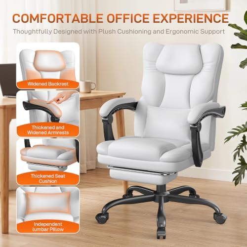 Ergonomic Office Chair with Foot Rest, 300 lbs Executive Leather Desk Chair