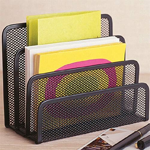 Office Desk Organizer, 3-Section Vertical Compartments Mesh File Sorter