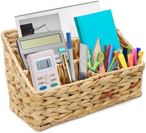 Woven Mail Organizer for Desk Countertop, Mail Holder Sorter Storage Basket for Desktop Counter, Mail Bill File Envelope Letter Organizer Holder Sorter Basket for Desk Desktop Countertop