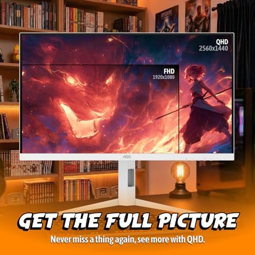 AOC 27 Inch Gaming Monitor QHD 320Hz Mini-LED HDR1000, White, Q27G4SLM/WS