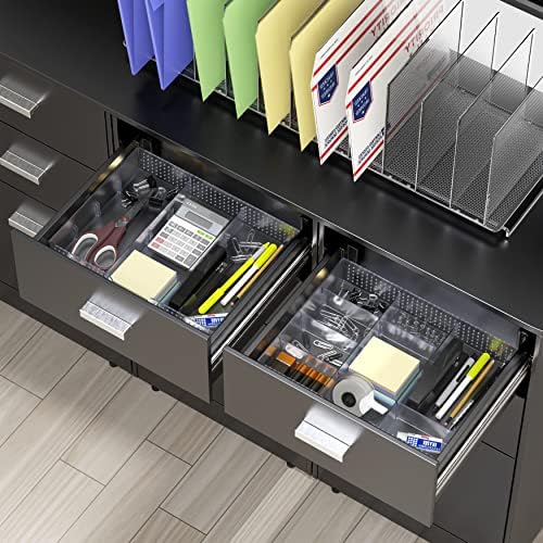 Simple Houseware Drawer Organizer Tray, 9 Adjustable Compartments, Clear