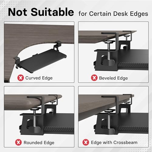 BONTEC Under Desk Keyboard Tray, Pull-Out Keyboard & Mouse Platform