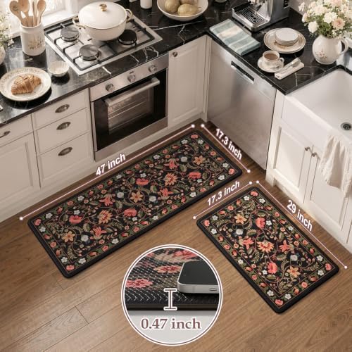 KIMODE Kitchen Mats for Floor Cushioned Anti Fatigue,Kitchen Rug 2 piece