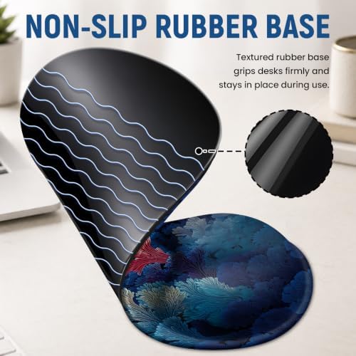 Ergonomic Mouse Pad with Wrist Rest, Gel Wrist Support, Coral Dream