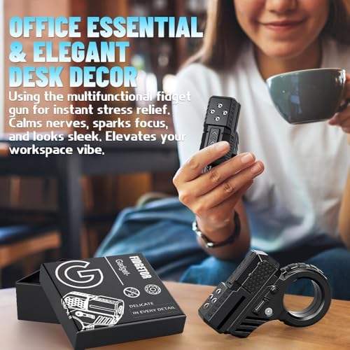 3D Fidget Slider for Kids Adults, Fidget Ring Cliker, Plastic 5 in 1 EDC Fidget Spinner Desk for Stress Relief, Finger Hand Roller Birthday Gifts for Office Boyfriend Men Teen