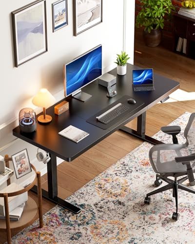 HUANUO 71 x 30 Inch Large Electric Standing Desk, Brushless Motor, Black