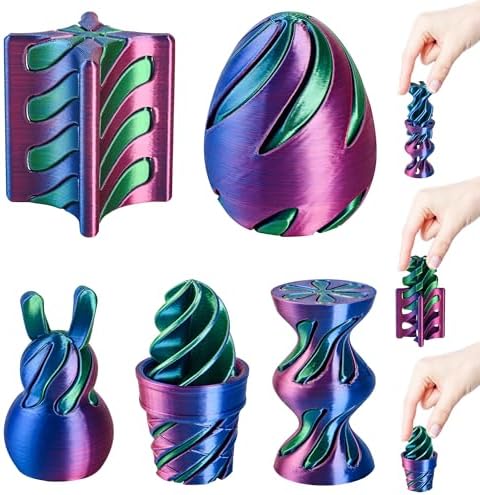 5 Pack Spinning Fidget Toys Purple 3D Printed Desk Decor Set